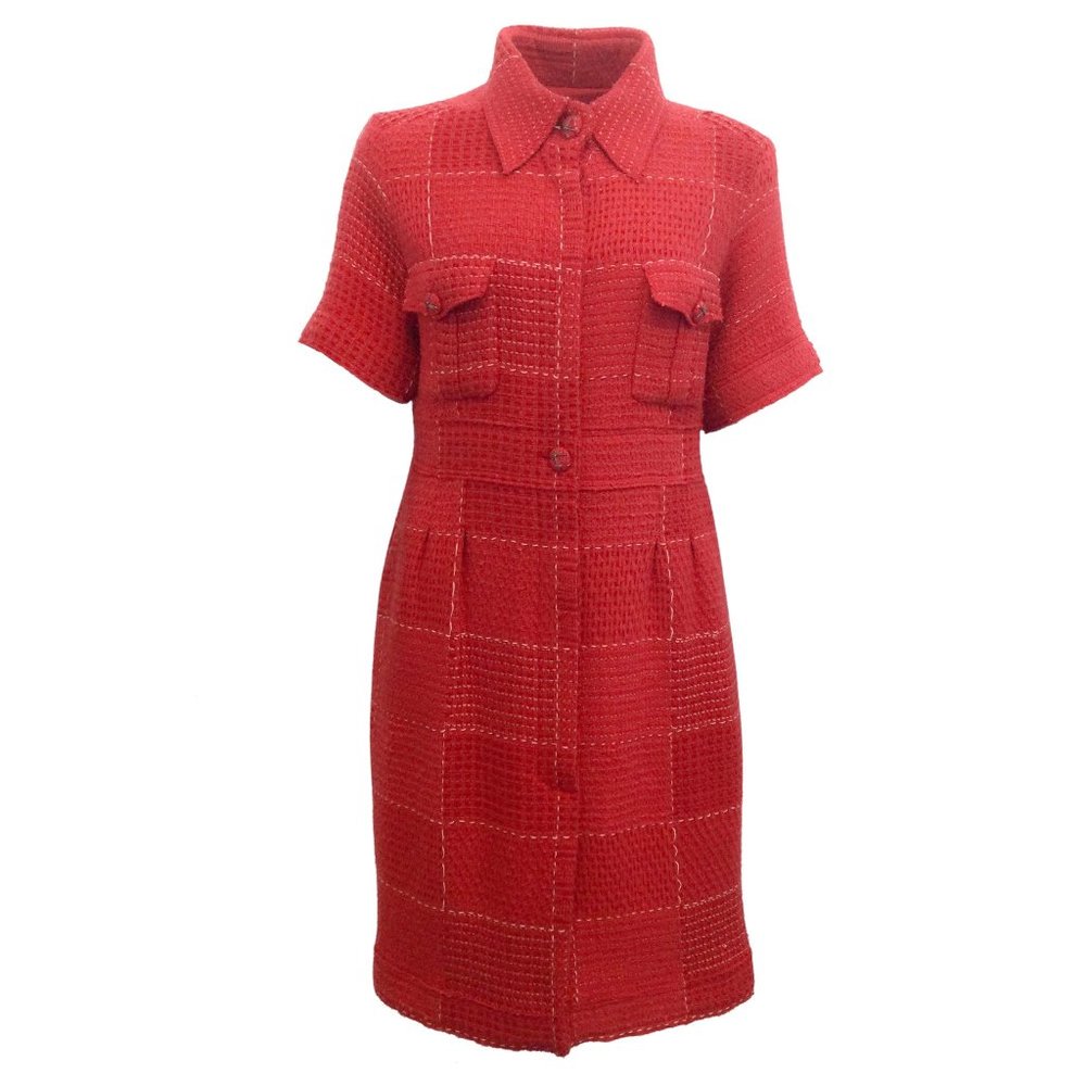 CHANEL Red Tweed Dress